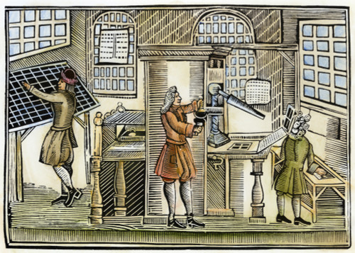 Printing Office, C1710. /Nwoodcut, English, C1710. Poster Print by Granger Collection - Item # VARGRC0091101
