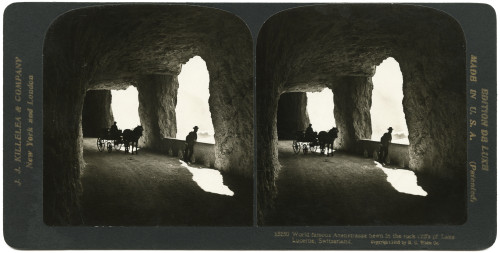 Switzerland: Axenstrasse. /N'World Famous Axenstrasse Hewn In The Rock Cliffs Of Lake Lucerne, Switzerland.' Stereograph, C1908. Poster Print by Granger Collection - Item # VARGRC0323515