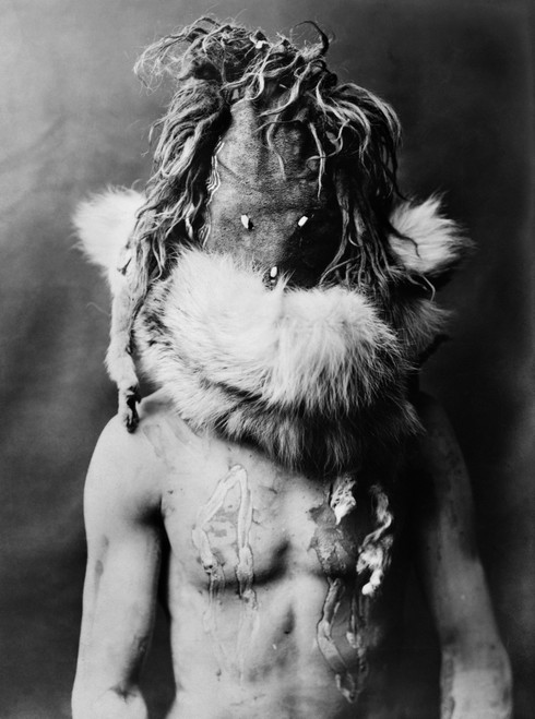 Navajo Mask, C1905. /Na Navajo Man Dressed Up As The God Haschezhini,  Wearing A Dark Leather