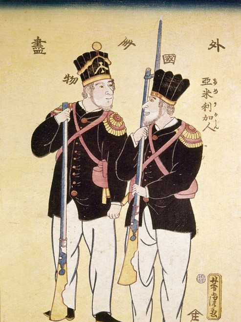 Japan: Foreign Soldiers. /Nforeign Soldiers (Probably Russian) In Japan. Woodblock Print, Middle 19Th Century. Poster Print by Granger Collection - Item # VARGRC0103566