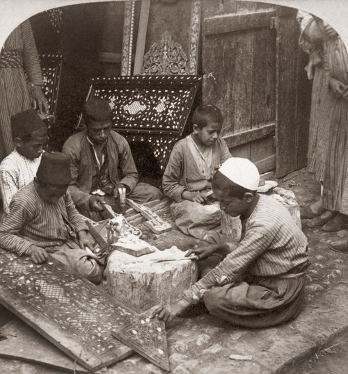 Syria: Craftsmen, C1900. /Nboys Making Crafts With Inlaid Pearl Work In Damascus, Syria. Stereograph, C1900. Poster Print by Granger Collection - Item # VARGRC0324007