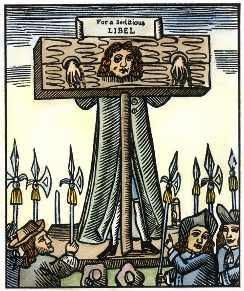 England: Justice.   /Na Man Accused Of Seditious Libel Is Put On Public Display In The Pillory. Woodcut, English, 17Th Century Poster Print by Granger Collection - Item # VARGRC0066705