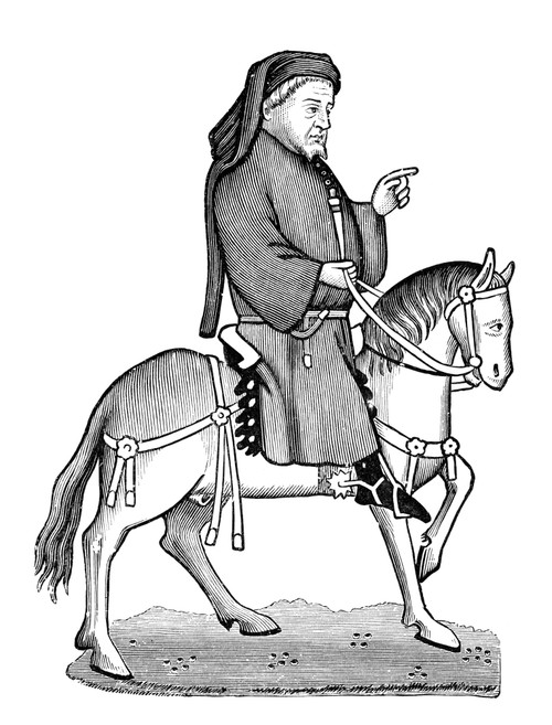 Geoffrey Chaucer /N(C1340-1400). English Poet. Line Engraving After The Illumination In The Ellesmere Manuscript Of The 'Canterbury Tales.' Poster Print by Granger Collection - Item # VARGRC0003543