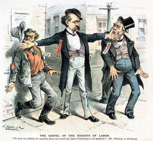 Knights Of Labor: Cartoon. /Namerican Cartoon, 1886, By Joseph Keppler, Showing Terence V. Powderly Giving The Back Of His Hand To A 'Scab' And To An Employer. Poster Print by Granger Collection - Item # VARGRC0008409
