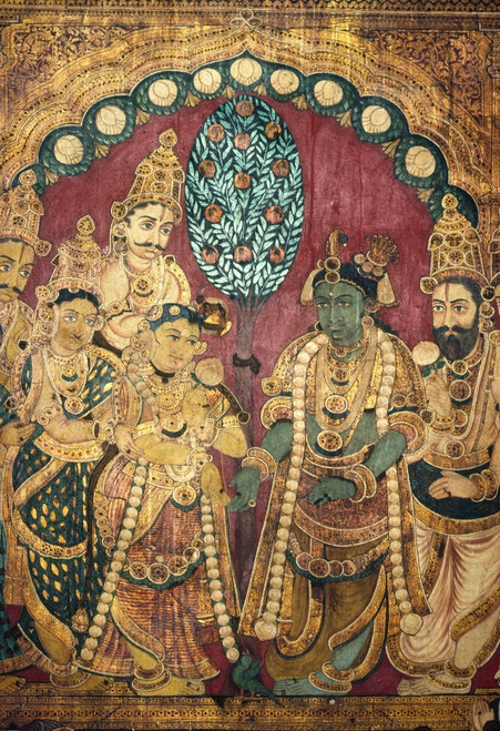 Hindu Wedding Ceremony. /Nhindu Wedding Ritual Before A Sacred Fire. Detail Of An Indian Painting. Poster Print by Granger Collection - Item # VARGRC0105788