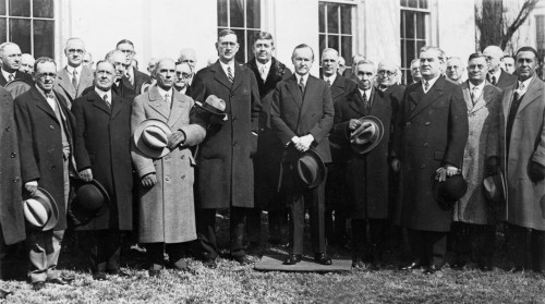 Coolidge: Freemasons, 1929. /Ngrand Masters Of Masons In Washington For A Conference Posing With President Calvin Coolidge, Outside The White House, 19 February 1929. Poster Print by Granger Collection - Item # VARGRC0108146
