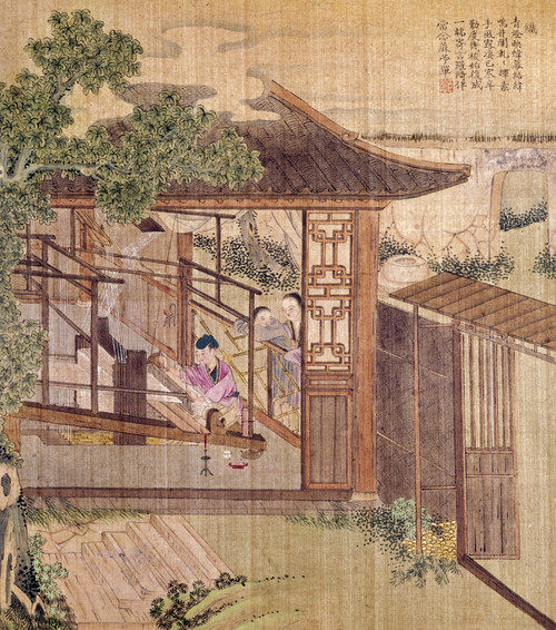 China: Silk Weaving. /Nsilk Weaving On A Wooden Loom. Chinese Silk Painting, C1650-1726. Poster Print by Granger Collection - Item # VARGRC0102869
