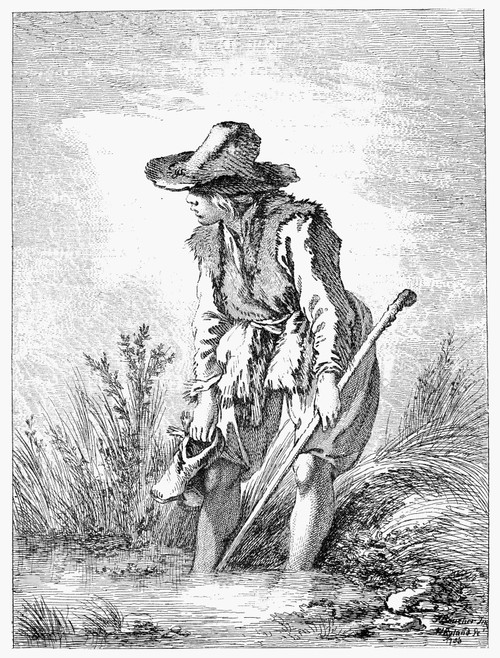 France: Daily Life. /N'Peasant Crossing A Stream.' Etching After Francois Boucher (1703-1770). Poster Print by Granger Collection - Item # VARGRC0076927