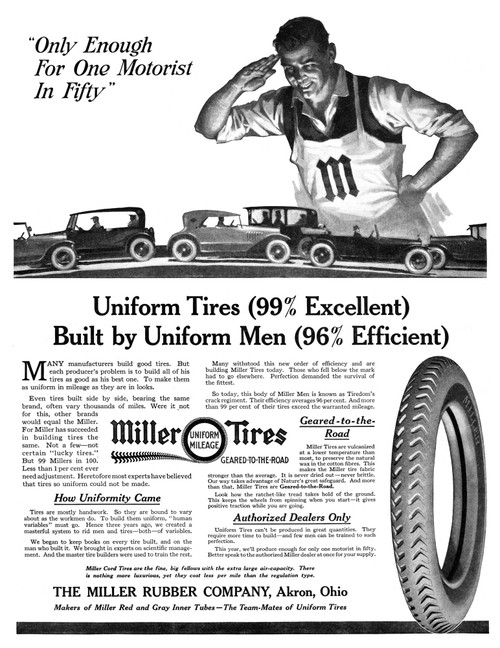 Ad: Miller Tires, 1918./Namerican Advertisement For Miller Tires, Manufactured By The Miller Rubber Company, 1918. Poster Print by Granger Collection - Item # VARGRC0433223