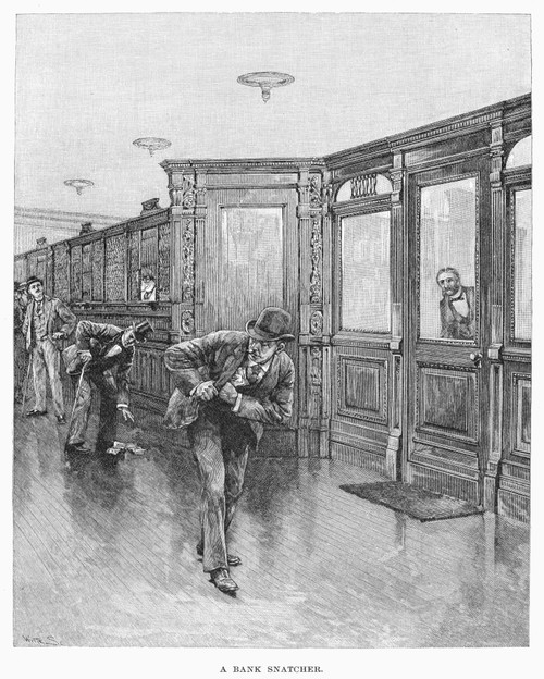 Bank Snatcher, 1890. /Na Thief In A New York Bank. /Nwood Engraving, American, 1890. Poster Print by Granger Collection - Item # VARGRC0091518