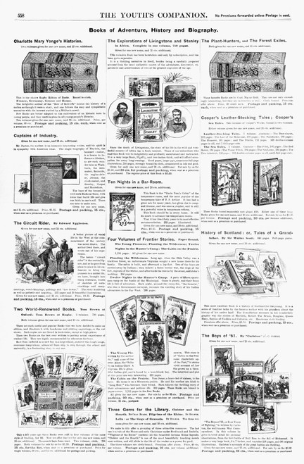 Advertisement: Books, 1890. /Namerican Magazine Advertisements For Books Of 'Adventure, History And Biography,' 1890. Poster Print by Granger Collection