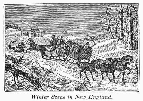 New England: Winter. /Nwinter Scene In New England. Wood Engaving, American, C1830. Poster Print by Granger Collection - Item # VARGRC0092905