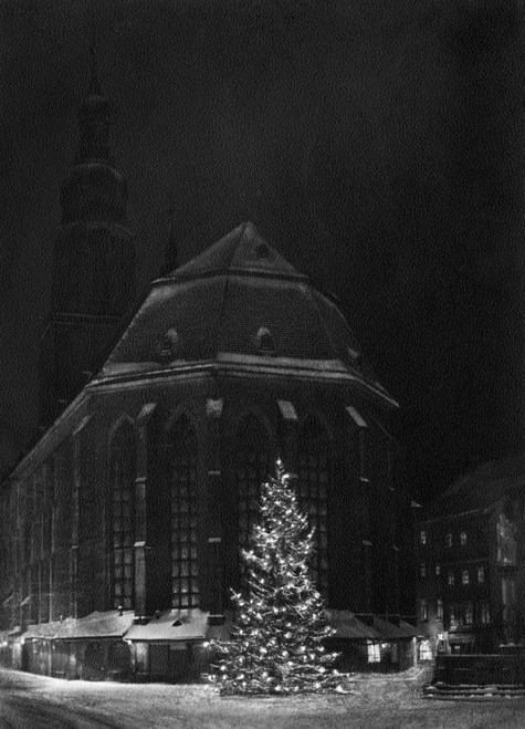 Germany: Heidelberg, C1920. /Nchristmas Tree In Front Of The Church Of The Holy Spirit In Heidelberg, Germany. Photograph, C1920. Poster Print by Granger Collection - Item # VARGRC0433586