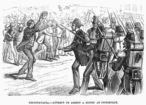 Great Railroad Strike, 1877. /Nmilitiamen Attempt To Arrest A Rioter At Pittsburgh, Pennsylvania, July 1877. Wood Engraving From A Contemporary American Newspaper. Poster Print by Granger Collection - Item # VARGRC0096157