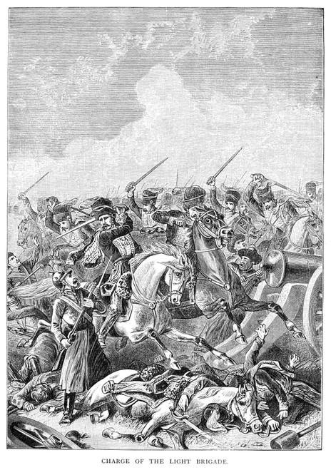 Crimean War: Light Brigade. /Nthe Charge Of The Light Cavalry Brigade At Balaklava, 25 October 1854. Wood Engraving, 19Th Century. Poster Print by Granger Collection - Item # VARGRC0005055