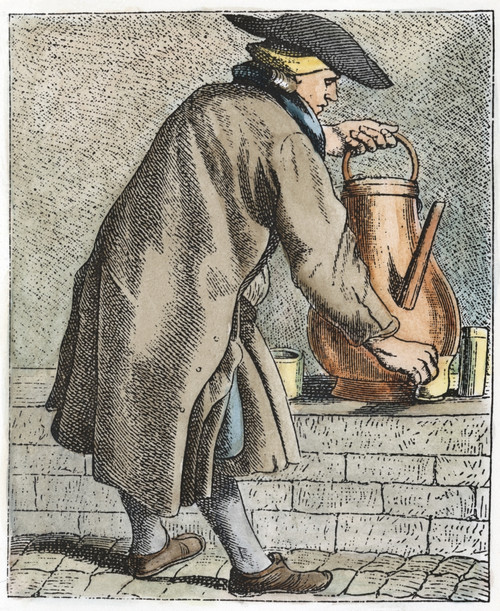 Parisian Coffee Vendor. /Na Parisian Street-Crier Offering Coffee For Sale. Wood Engraving, French, 19Th Century, After An Engraving, C1740, Designed By Edm_ Bouchardon. Poster Print by Granger Collection - Item # VARGRC0044702