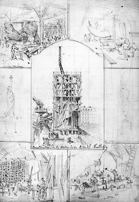 Statue Of Liberty, Paris. /Nthe Statue Of Liberty Under Construction At The Monduit And Bechet Workshop In Paris. Charcoal Drawing By Karl Fichot, C1883. Poster Print by Granger Collection - Item # VARGRC0125195