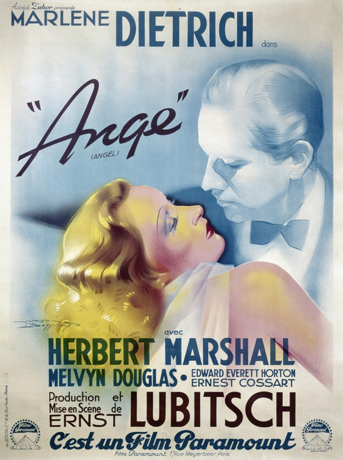Poster: Angel, 1937. /Nfrench Poster For The American Film 'Angel' Directed By Ernst Lubitsch And Starring Marlene Dietrich And Herbert Marshall, 1937. Poster Print by Granger Collection - Item # VARGRC0120688