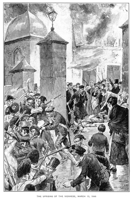 Vienna Uprising, 1848./Nthe Uprising Of The Viennese On 13 March At The Outbreak Of The Revolution Of 1848. Wood Engraving, 19Th Century. Poster Print by Granger Collection - Item # VARGRC0014930