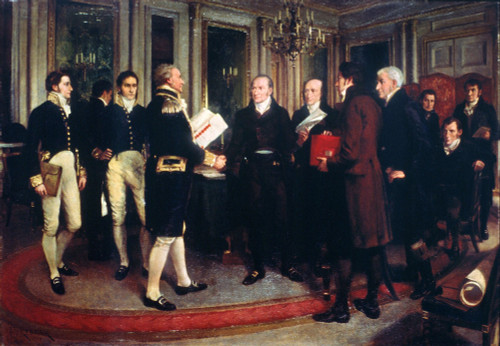 Treaty Of Ghent, 1814. /Nbritish And American Diplomats Signing The Treaty Of Ghent, 24 December 1814. Oil On Canvas By Forestier. Poster Print by Granger Collection - Item # VARGRC0022792