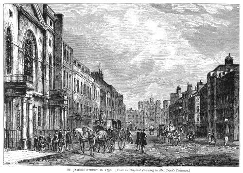 London: St. James' Street. /Nview Of St. James' Street, London, England, In 1750. Line Engraving, English, C1875. Poster Print by Granger Collection - Item # VARGRC0051750