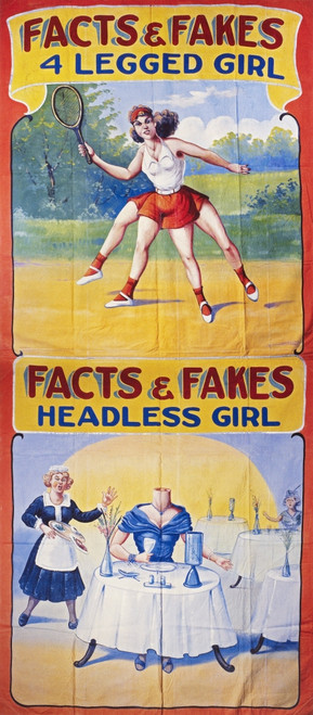 Sideshow Poster, C1975. /Namerican Sideshow Poster Featuring A Four-Legged Woman And A Headless Woman, C1975. Poster Print by Granger Collection - Item # VARGRC0130637