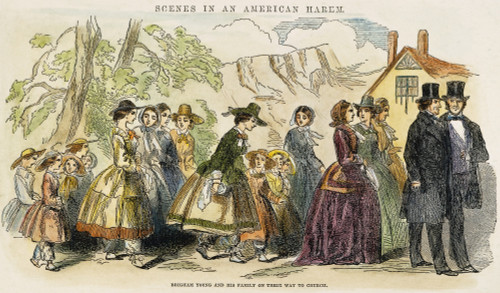 Brigham Young (1801-1877). /Namerican Religious Leader. Brigham Young And His Family On Their Way To Church In Salt Lake City, Utah: Colored American Engraving, 1857. Poster Print by Granger Collection - Item # VARGRC0009700 Brigham Young (1801-1877). /Namerican Religious Leader. Brigham Young And His Family On Their Way To Church In Salt Lake City, Utah: Colored American Engraving, 1857. Poster Print by Granger Collection - Item # VARGRC0009700