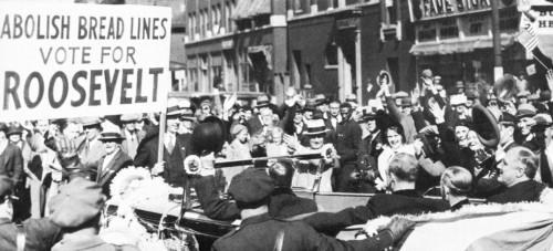 Franklin D. Roosevelt /N(1882-1945). 32Nd President Of The United States. Roosevelt (Far Right, In Back Seat Of Car) Greeted By Enthusiastic Crowds During The Presidential Campaign Of 1932. Poster Print by Granger Collection - Item # VARGRC0077609