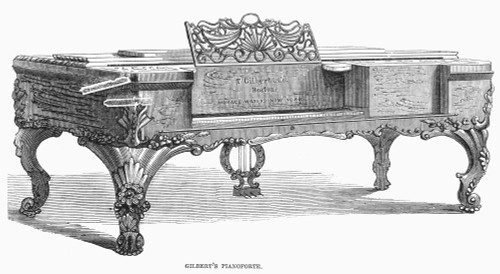 Piano, 1853. /Npianoforte Manufactured By Timothy Gilbert Of Boston, Massachusetts. Wood Engraving, American, 1853. Poster Print by Granger Collection - Item # VARGRC0013635