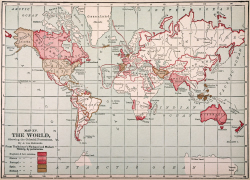 World Map: Colonies. /Nworld Map Showing The Colonial Possessions Of England, France, Portugal, Spain, And Holland, By Adolph Von Steinwehr, Late 19Th Century. Poster Print by Granger Collection - Item # VARGRC0038513