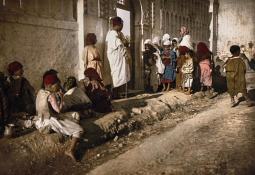 Algiers: Beggars, C1899. /Nbeggars Lined Up Outside The Sidi Abd El-Rahman Mosque In Algiers. Photochrome, C1899. Poster Print by Granger Collection - Item # VARGRC0168666