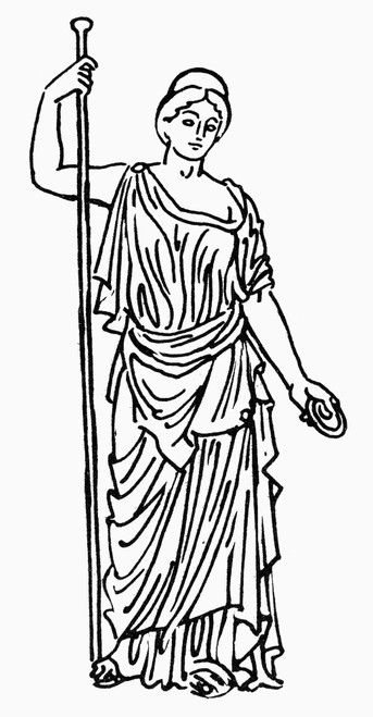 Hera/Juno. /Ngreek And Roman Goddess Of Marriage And Childbirth. Line Drawing. Poster Print by Granger Collection - Item # VARGRC0100525