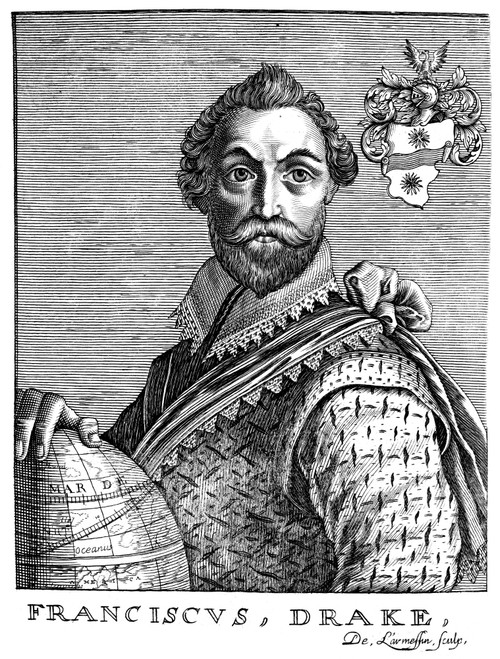 Francis Drake (1540?-1596). /Nenglish Naval Commander. Woodcut, Flemish, 1695. Poster Print by Granger Collection - Item # VARGRC0032951