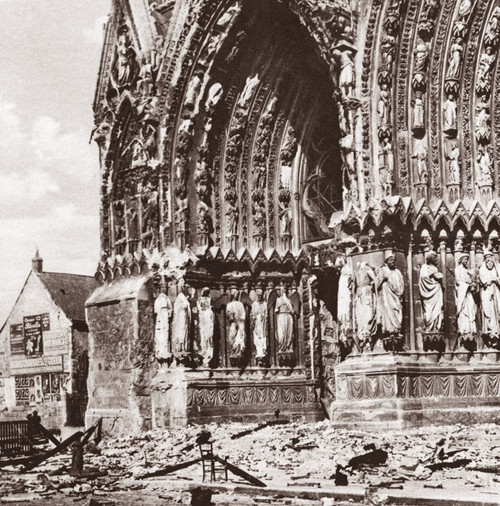 Wwi: Rheims Cathedral. /None Of The Doorways Of The Rheims Cathedral In France, Shattered By German Fire During World War I. Photograph, C1918. Poster Print by Granger Collection - Item # VARGRC0408381