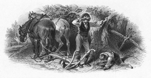 Farming, C1870. /Na Farmer Enjoying A Brief Respite From His Work In The Fields. American Bank Note Engraving, C1870. Poster Print by Granger Collection - Item # VARGRC0078033