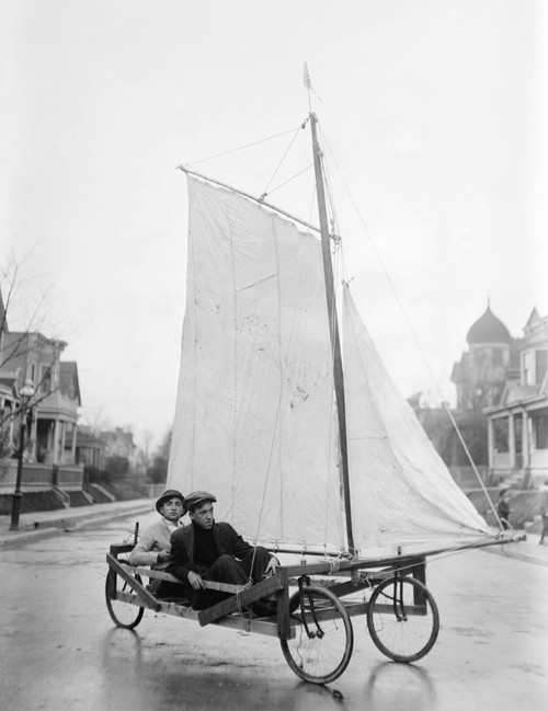 Brooklyn: Wagon, C1912. /Ntwo Boys Riding In A Homemade Sail Wagon In Brooklyn, New York. Photograph, C1912. Poster Print by Granger Collection - Item # VARGRC0408067
