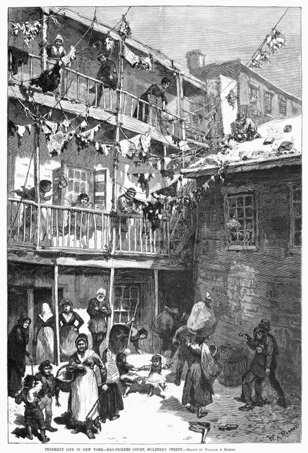 Tenement Life, 1879. /N'Rag-Pickers' Court' Off Mulberry Street In New York City. Wood Engraving, American, After W.A. Rogers, 1879. Poster Print by Granger Collection - Item # VARGRC0054636