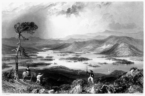 New Hampshire, 1838. /Nview Of Squam Lake, New Hampshire. Line Engraving, English, 1838, After William Henry Bartlett. Poster Print by Granger Collection - Item # VARGRC0099369