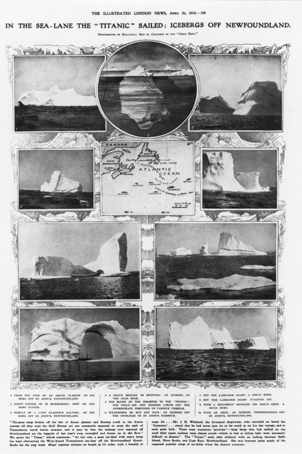 Titanic: Icebergs, 1912. /Nicebergs Off Newfoundland, Where The "Titanic" Sank, April 14-15, 1912. Poster Print by Granger Collection - Item # VARGRC0005884