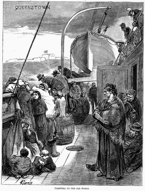 Immigrant Ship, 1874. /Nship Carrying Immigrants To America, Departing From Queenstown, Ireland. Wood Engraving, American, 1874. Poster Print by Granger Collection - Item # VARGRC0117722