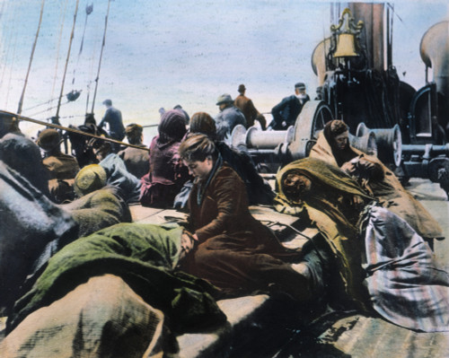 Immigrants On Ship, C1900. /Neuropean Immigrants On The Steerage Deck Of The 'S.S. Pennland' In New York Harbor. Oil Over A Photograph, C1900. Poster Print by Granger Collection - Item # VARGRC0010745