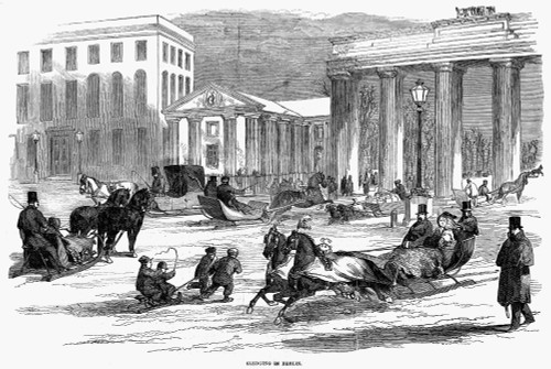 Berlin: Sleighing, 1850. /Nsledging In Berlin. Wood Engraving, English, 1850. Poster Print by Granger Collection - Item # VARGRC0099915