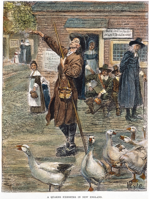 New England: Quaker, 1660. /Na Quaker Exhorter In New England, 1660. Wood Engraving After Howard Pyle (1853-1911). Poster Print by Granger Collection - Item # VARGRC0029380