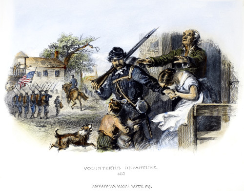 Civil War: Union Volunteer. /Ndeparture Of A Volunteer For The Union Army During The American Civil War (1861-65). Steel Engraving, American, C1870. Poster Print by Granger Collection - Item # VARGRC0082665