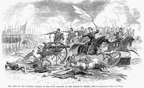 Seven Days' Battles, 1862. /Ncharge Of The Fifth Cavalry, Army Of The Potomac, During The Seven Days' Battles, 27 June 1862. Wood Engraving, 1862, By A.R. Waud. Poster Print by Granger Collection - Item # VARGRC0065277