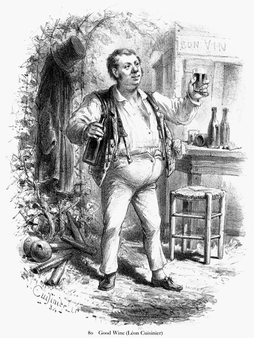 France: Enjoying Wine. /N'Good Wine.' Lithograph, French, Mid-19Th Century. Poster Print by Granger Collection - Item # VARGRC0001052