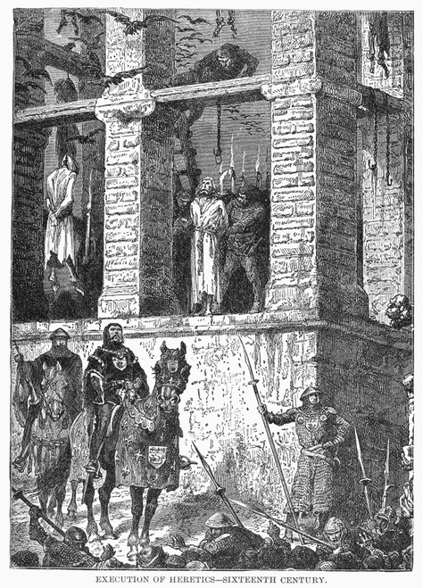 Execution Of Heretics. /Nexecution Of Heretics In Europe In The 16Th Century. Wood Engraving, American, Late 19Th Century. Poster Print by Granger Collection - Item # VARGRC0098363