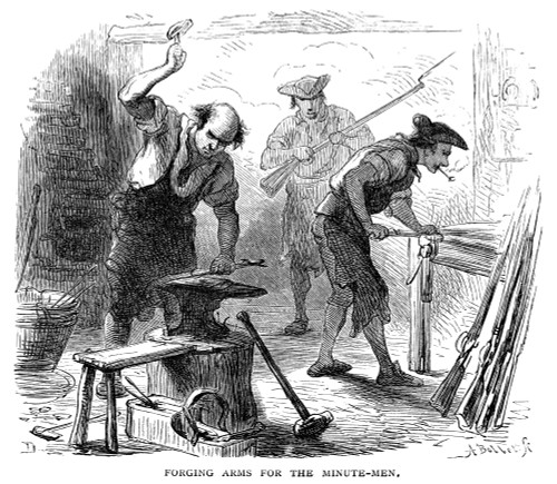 Colonial Blacksmith, 1776. /Ncolonial Blacksmiths Forging Muskets For The Minutemen At The Outbreak Of The American Revolutionary War. Wood Engraving, 19Th Century. Poster Print by Granger Collection - Item # VARGRC0061679