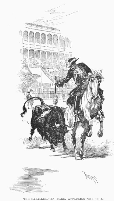 Spain: Bullfighting, 1891. /N'The Caballero En Plaza Attacking The Bull' In Madrid, Spain. Line Drawing, 1891. Poster Print by Granger Collection - Item # VARGRC0050186