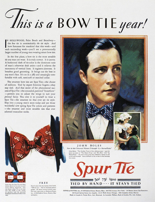 Bow Tie Advertisement, 1930. /Namerican Advertisement For Spur Ties, 1930. Poster Print by Granger Collection - Item # VARGRC0109028